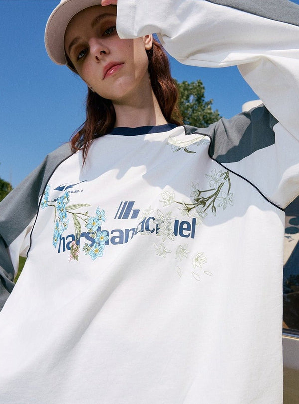 Floral Embroidery Jersey Long Sleeve Tee - COPPING THREADS - Harsh and Cruel