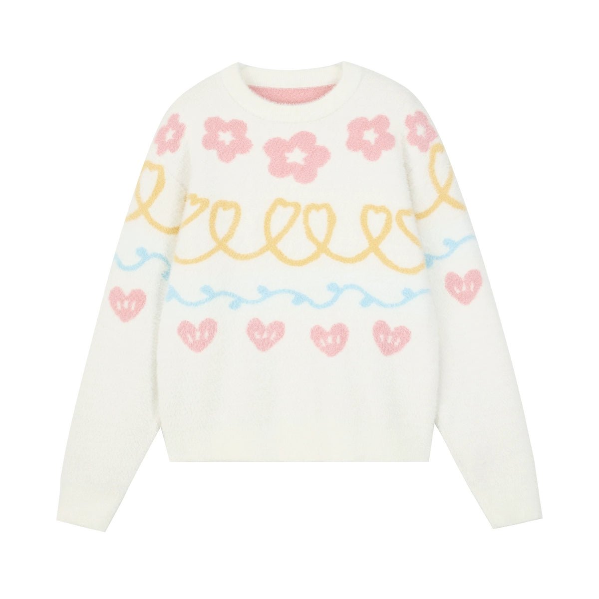 Floral Heart Jacquard Crewneck Sweater - COPPING THREADS - AYF