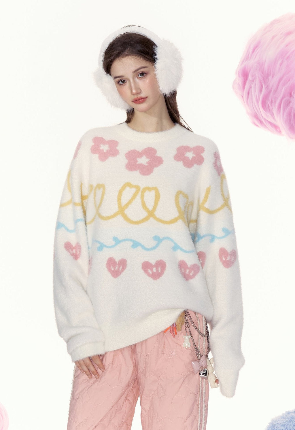 Floral Heart Jacquard Crewneck Sweater - COPPING THREADS - AYF