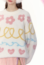 Floral Heart Jacquard Crewneck Sweater - COPPING THREADS - AYF