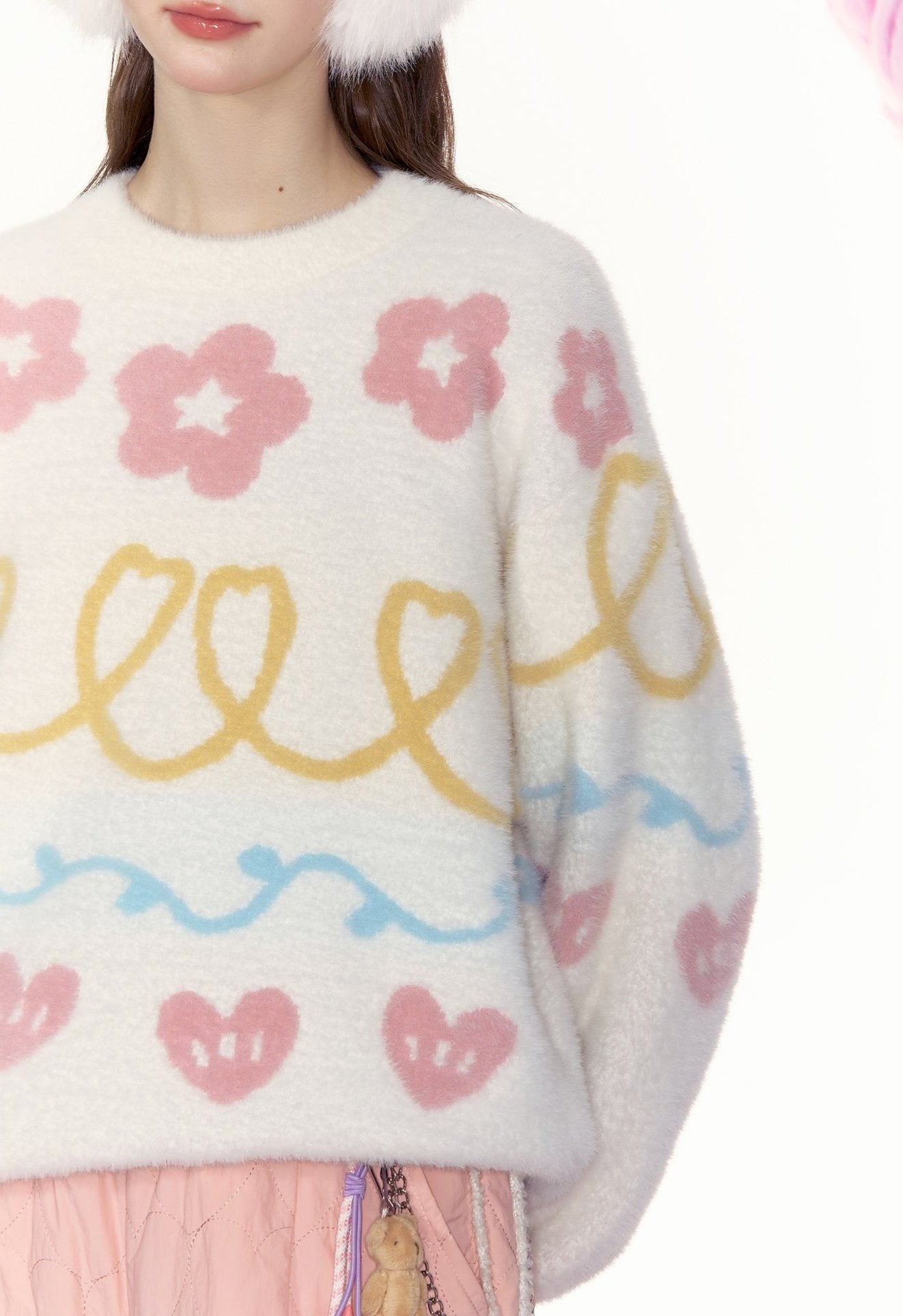 Floral Heart Jacquard Crewneck Sweater - COPPING THREADS - AYF