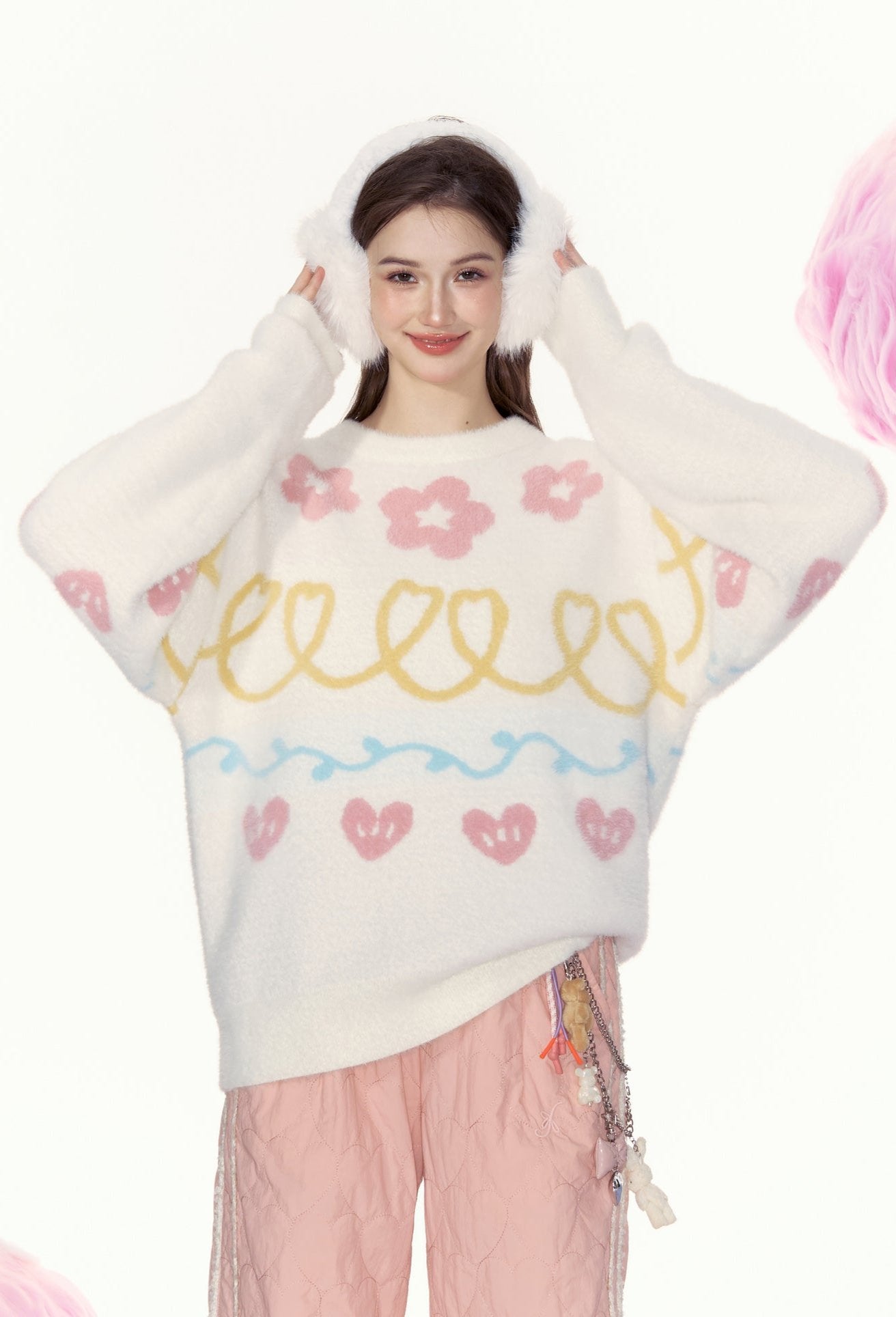 Floral Heart Jacquard Crewneck Sweater - COPPING THREADS - AYF