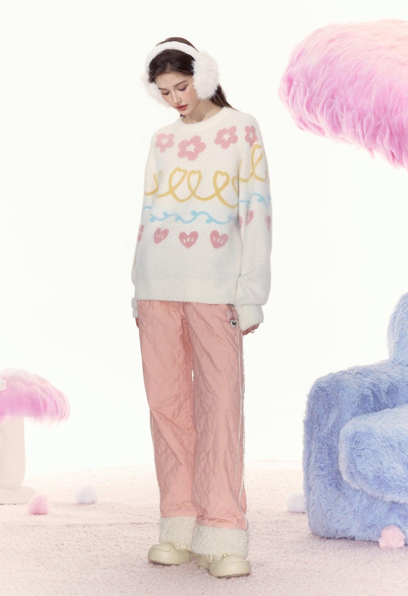 Floral Heart Jacquard Crewneck Sweater - COPPING THREADS - AYF