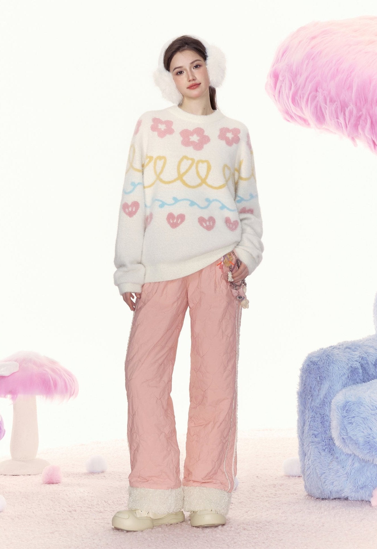 Floral Heart Jacquard Crewneck Sweater - COPPING THREADS - AYF