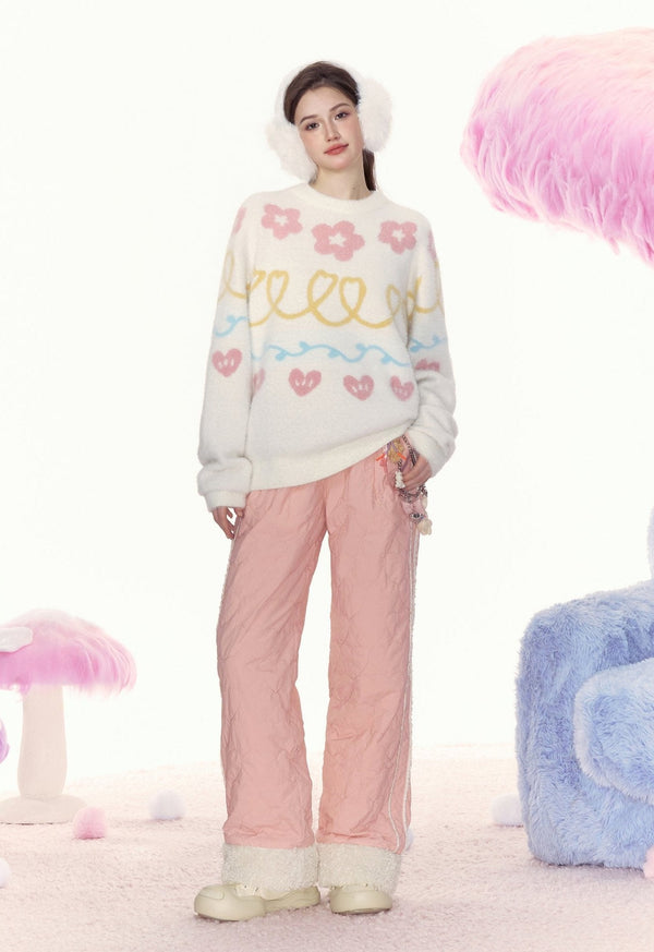 Floral Heart Jacquard Crewneck Sweater - COPPING THREADS - AYF