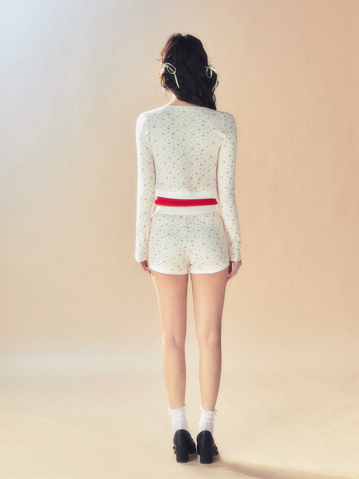 Floral Knit Cami Cardigan and Shorts Set Secondary image