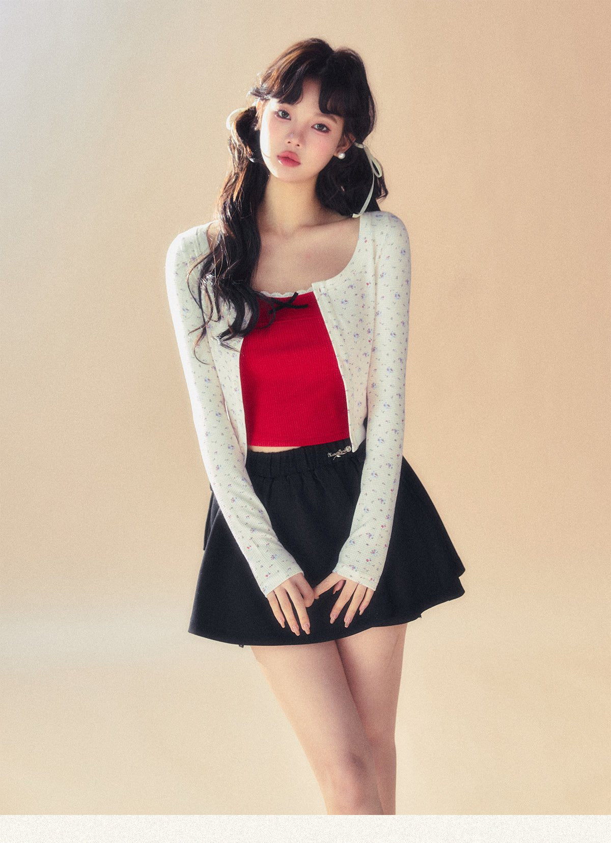 Floral Knit Cami Cardigan and Shorts Set - COPPING THREADS - SUNSETPARK