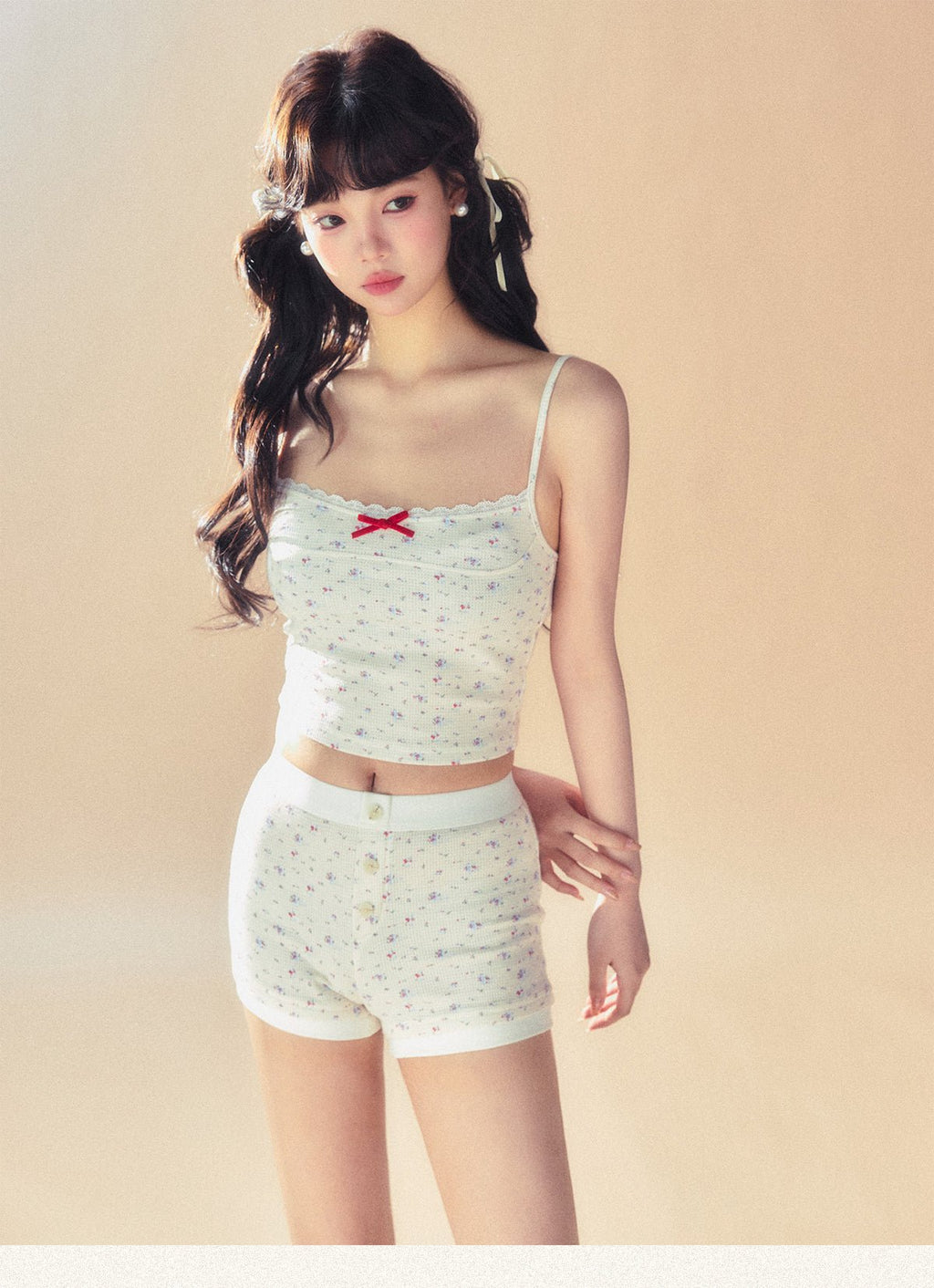 Floral Knit Cami Cardigan and Shorts Set - COPPING THREADS - SUNSETPARK