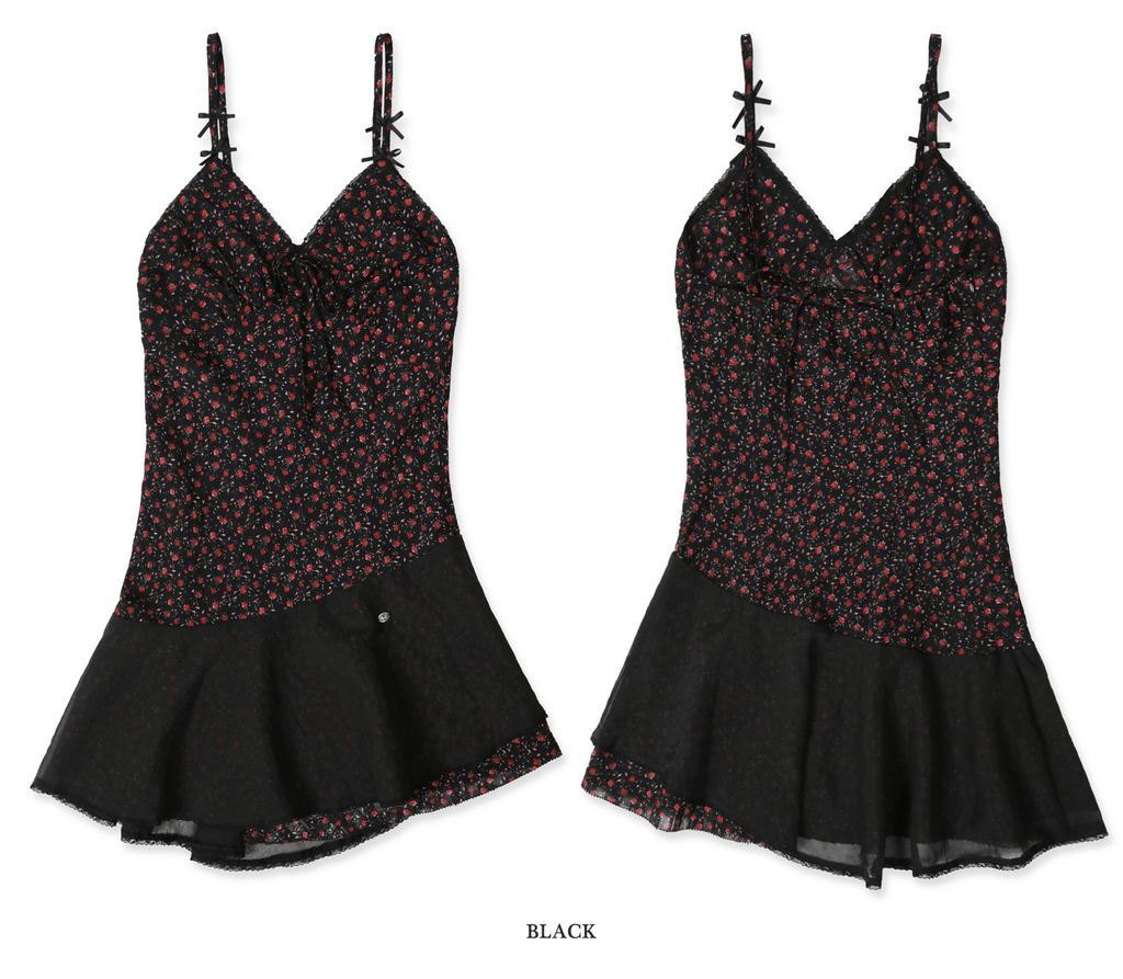 Floral Mesh Splice Lace Trim Cami Dress - COPPING THREADS - MOROMORO