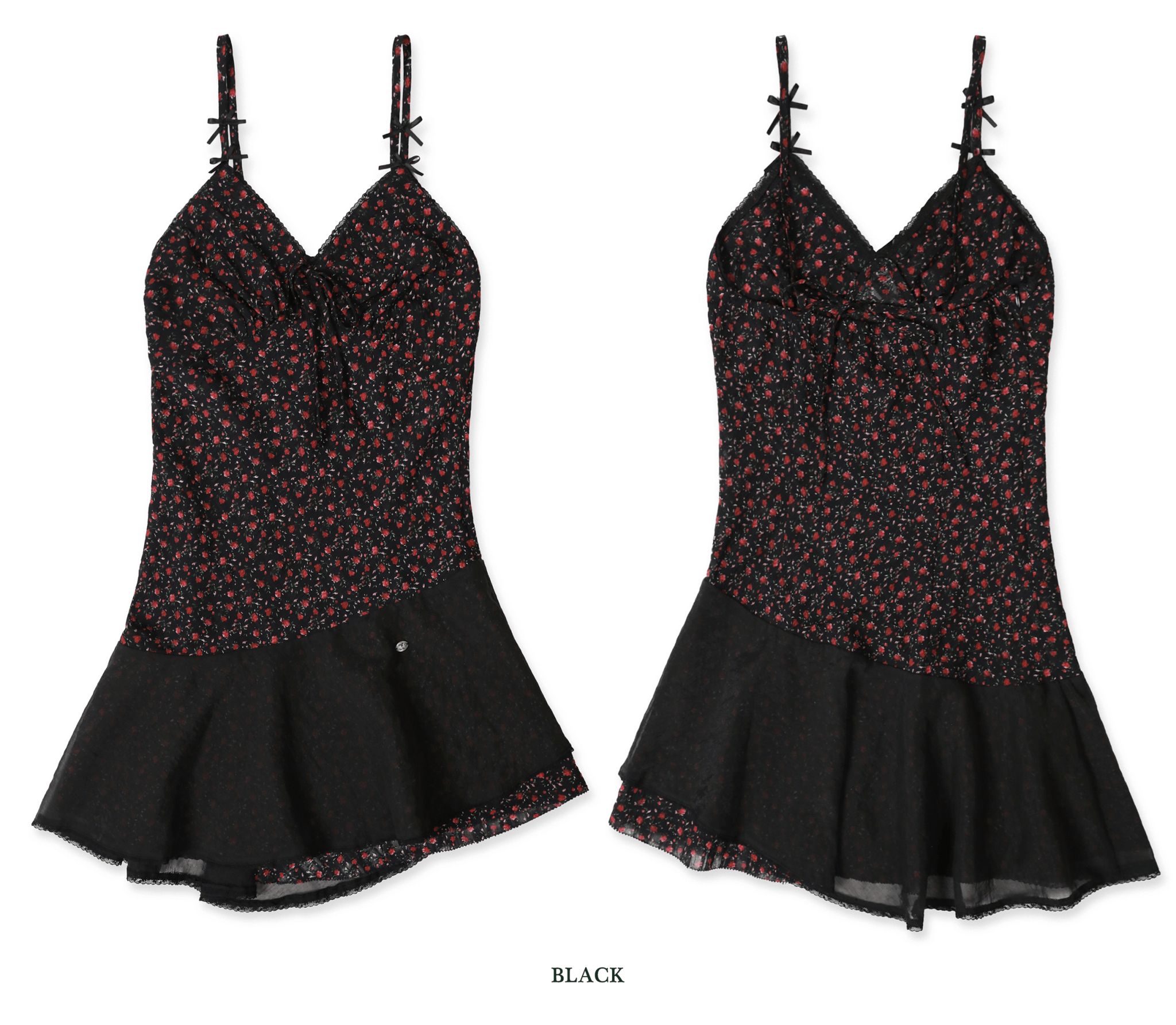 Floral Mesh Splice Lace Trim Cami Dress - COPPING THREADS - MOROMORO