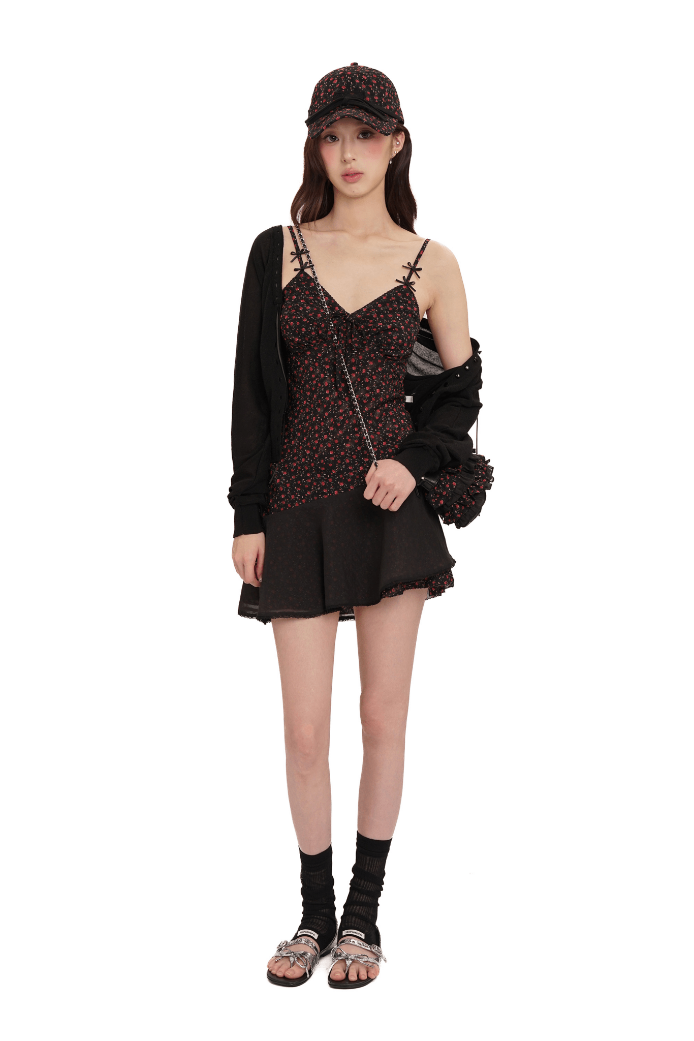 Floral Mesh Splice Lace Trim Cami Dress - COPPING THREADS - MOROMORO