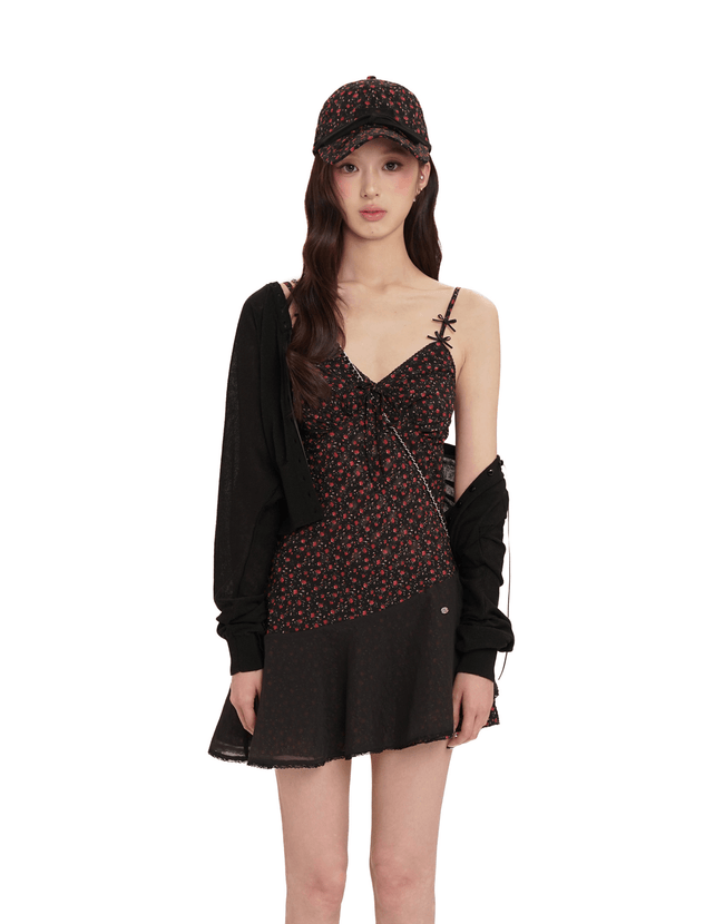 Floral Mesh Splice Lace Trim Cami Dress - COPPING THREADS - MOROMORO Hover Image