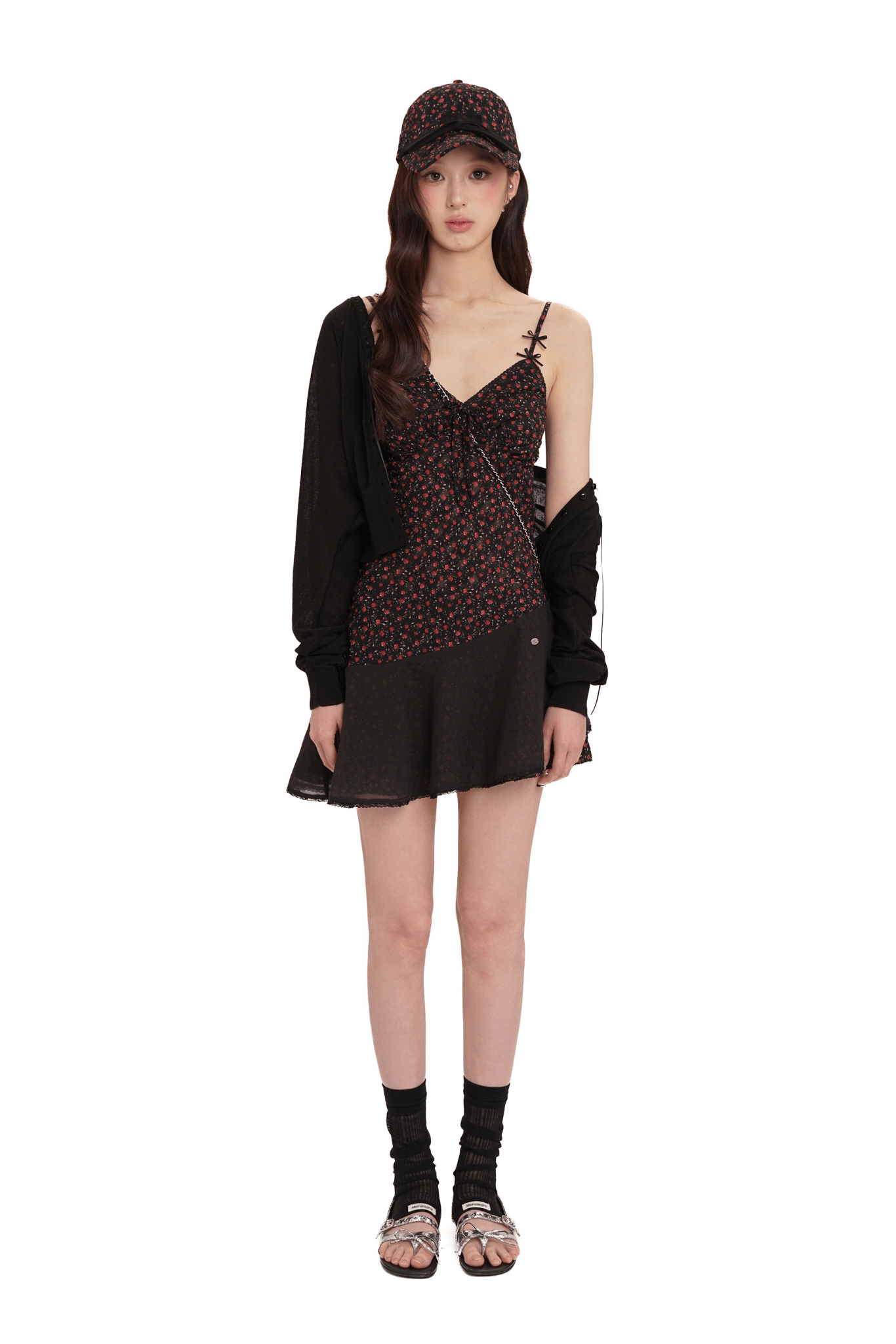 Floral Mesh Splice Lace Trim Cami Dress - COPPING THREADS - MOROMORO
