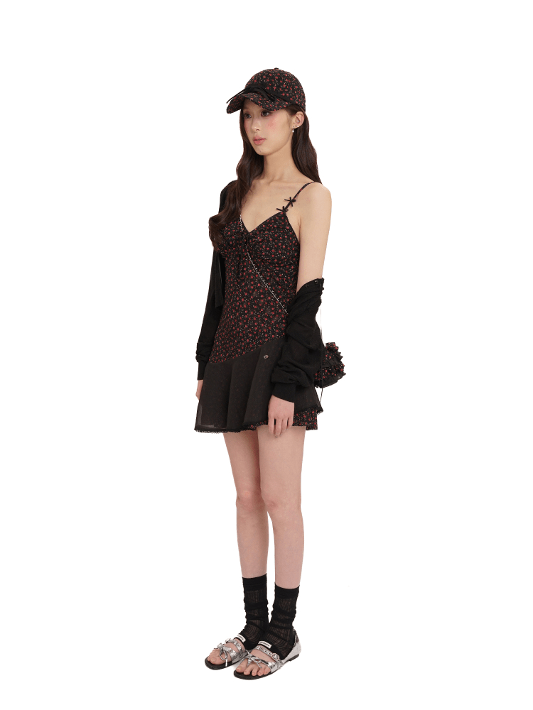 Floral Mesh Splice Lace Trim Cami Dress - COPPING THREADS - MOROMORO