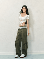 Floral Puff Sleeve Eyelet Crop Top - COPPING THREADS - AGAM