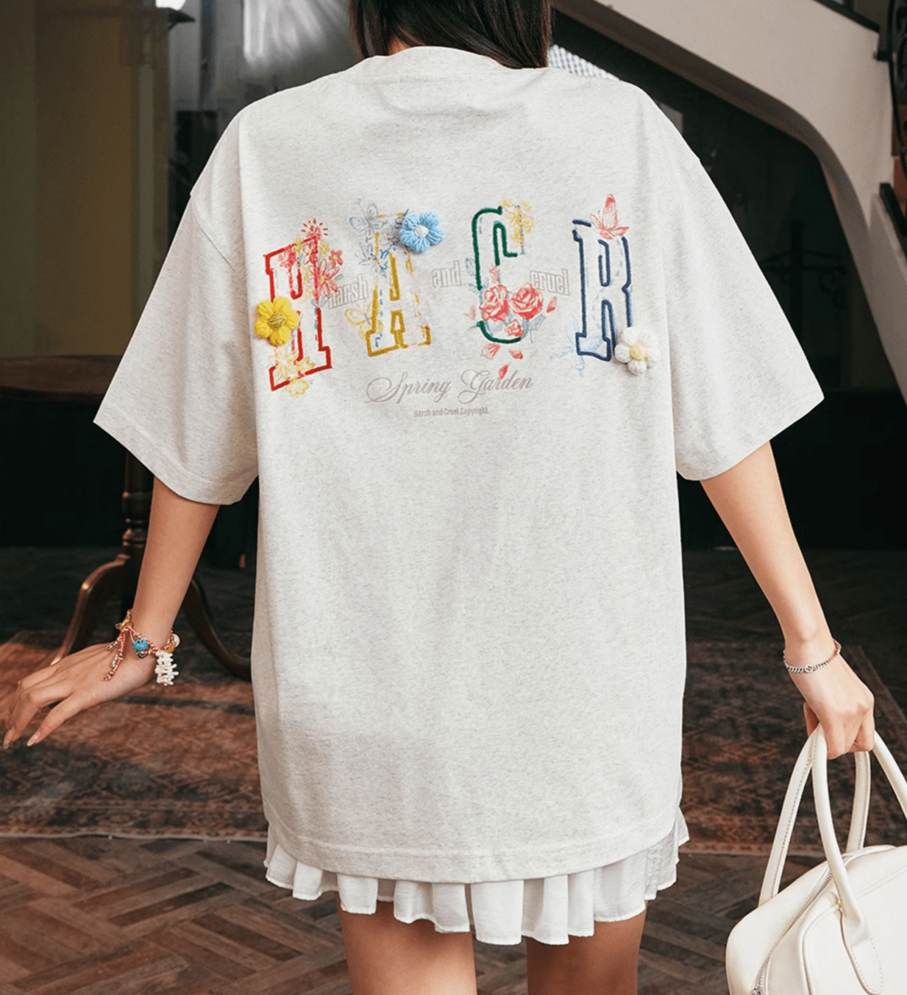 Floral Yarn Appliqué Embroidered Logo Tee - COPPING THREADS - Harsh and Cruel Hauptbild