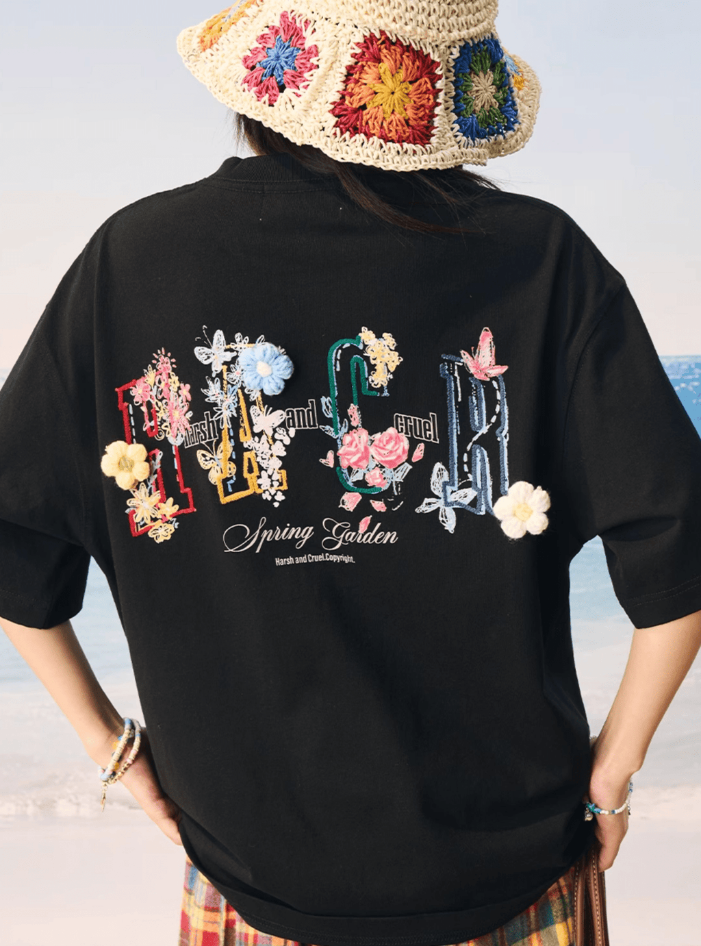 Floral Yarn Appliqué Embroidered Logo Tee - COPPING THREADS - Harsh and Cruel