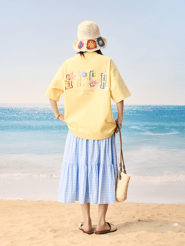 Floral Yarn Appliqué Embroidered Logo Tee - COPPING THREADS - Harsh and Cruel