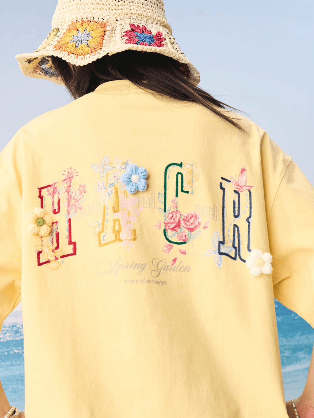 Floral Yarn Appliqué Embroidered Logo Tee - COPPING THREADS - Harsh and Cruel