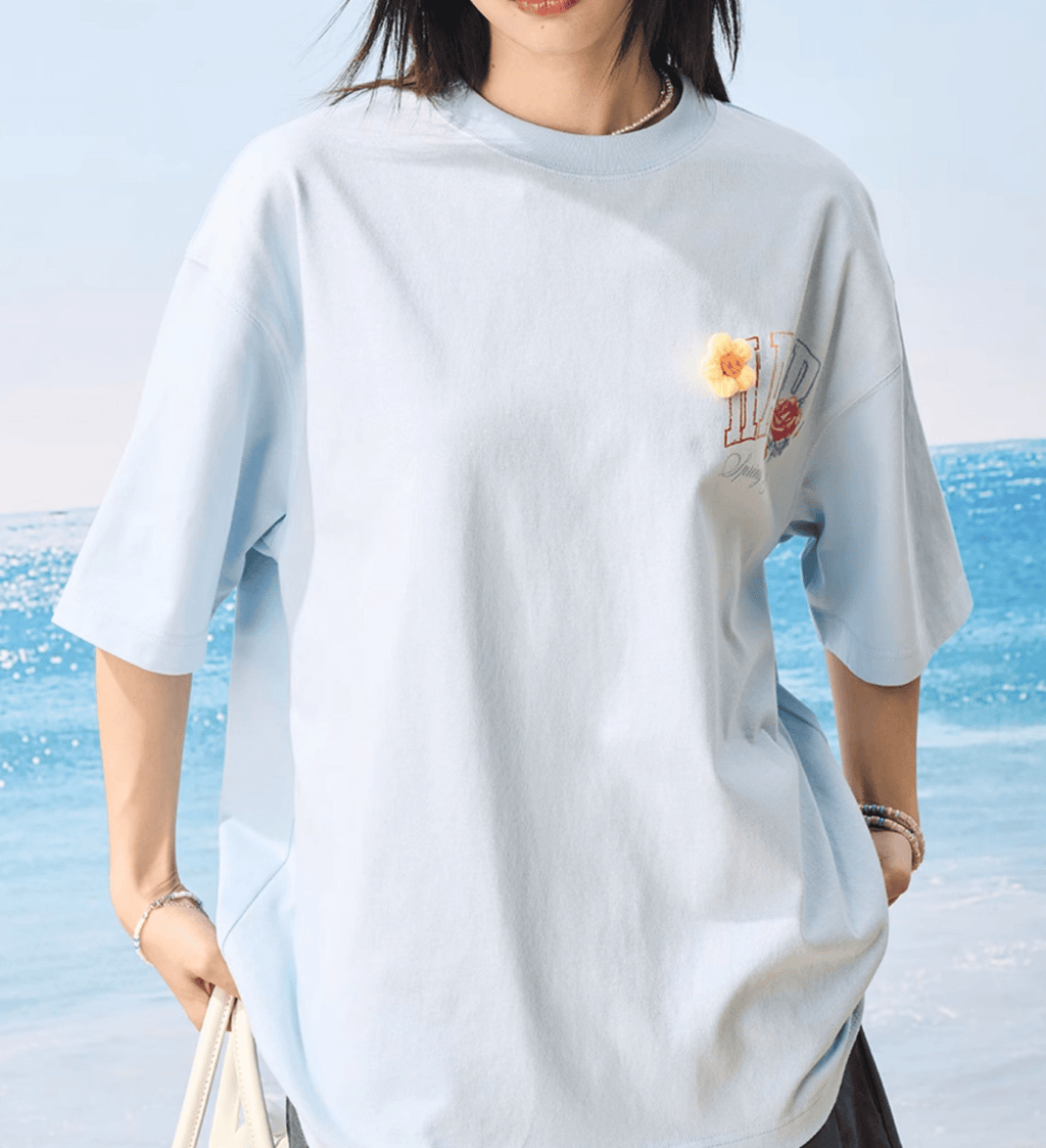 Floral Yarn Appliqué Embroidered Logo Tee - COPPING THREADS - Harsh and Cruel