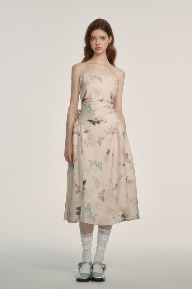 French Style Butterfly Print Cami Dress - COPPING THREADS - SUNSETPARK Hover Image