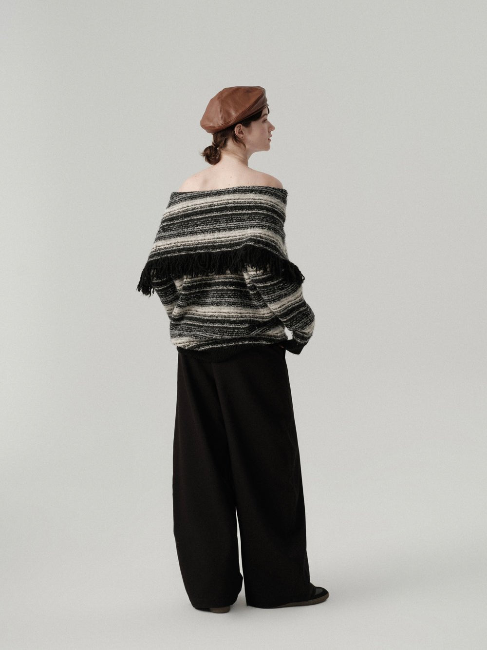 Fringed Off - Shoulder Striped Sweater - COPPING THREADS - CHICISLAND