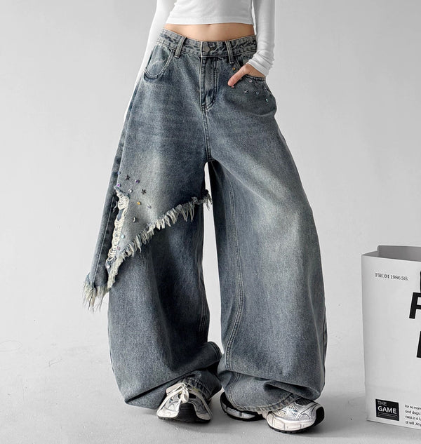 Fringed Panel Baggy Jeans - COPPING THREADS - CT ORIGINALS