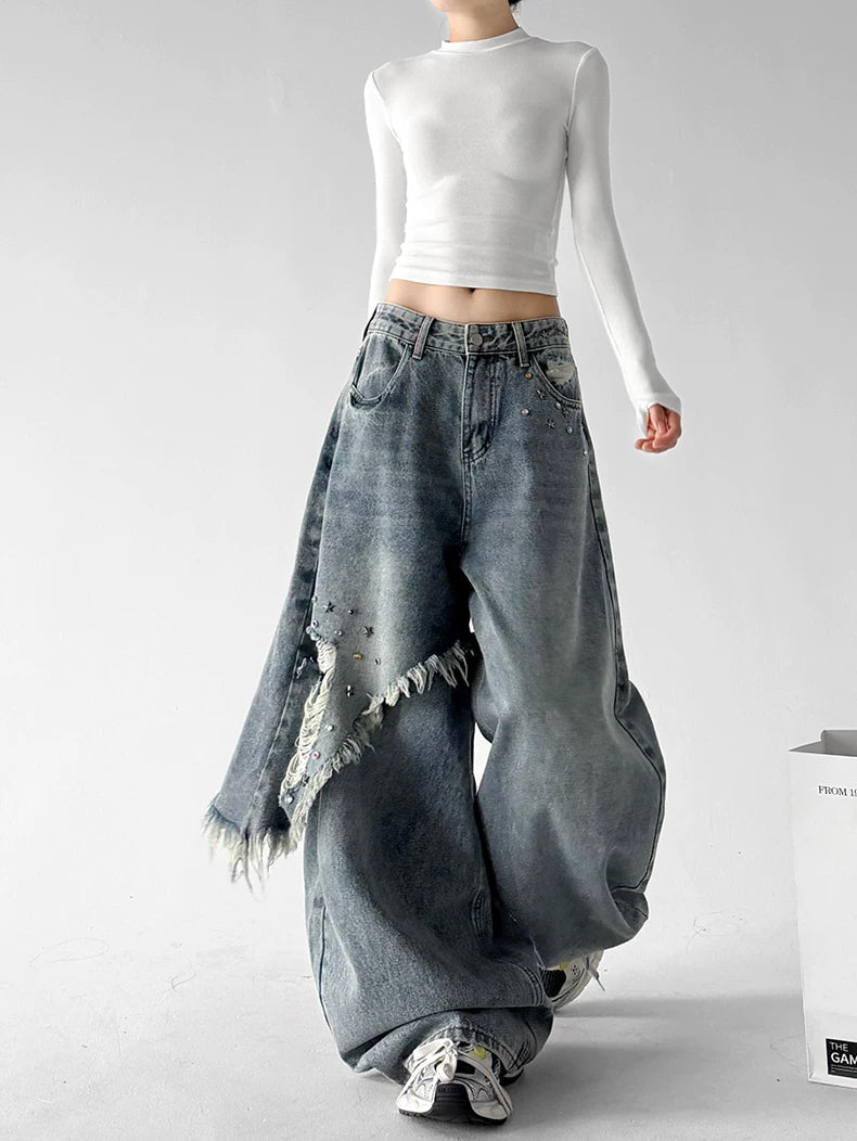 Fringed Panel Baggy Jeans - COPPING THREADS - CT ORIGINALS