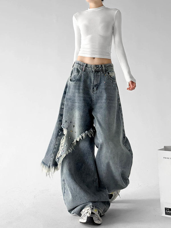 Fringed Panel Baggy Jeans - COPPING THREADS - CT ORIGINALS