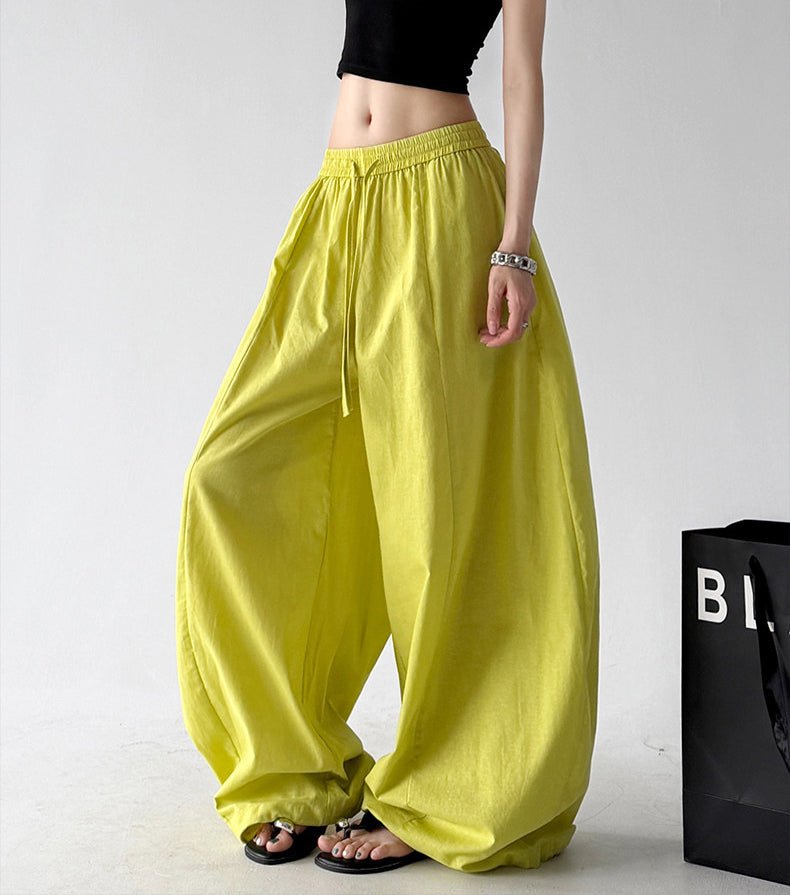 Gathered-Waist Rounded Wide-Leg Pants - CT66133 서브 이미지