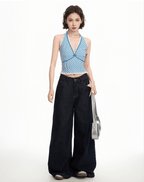 Gingham Lace Halter Crop Top - COPPING THREADS - CT Select