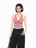 Gingham Lace Halter Crop Top - COPPING THREADS - CT Select