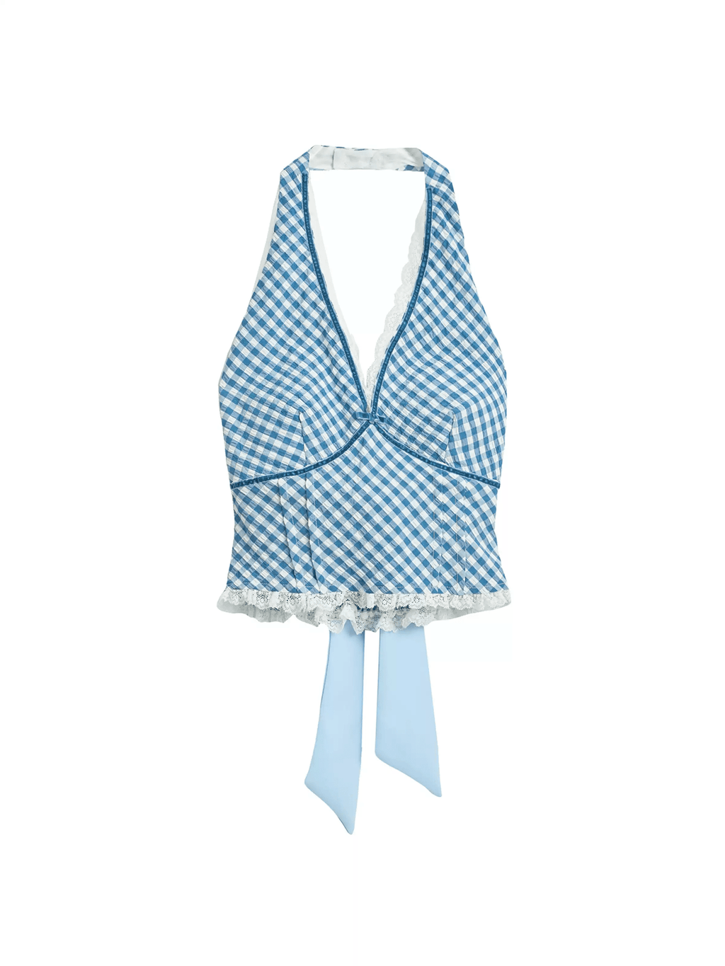 Gingham Lace Halter Crop Top - COPPING THREADS - CT Select