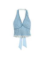 Gingham Lace Halter Crop Top - COPPING THREADS - CT Select