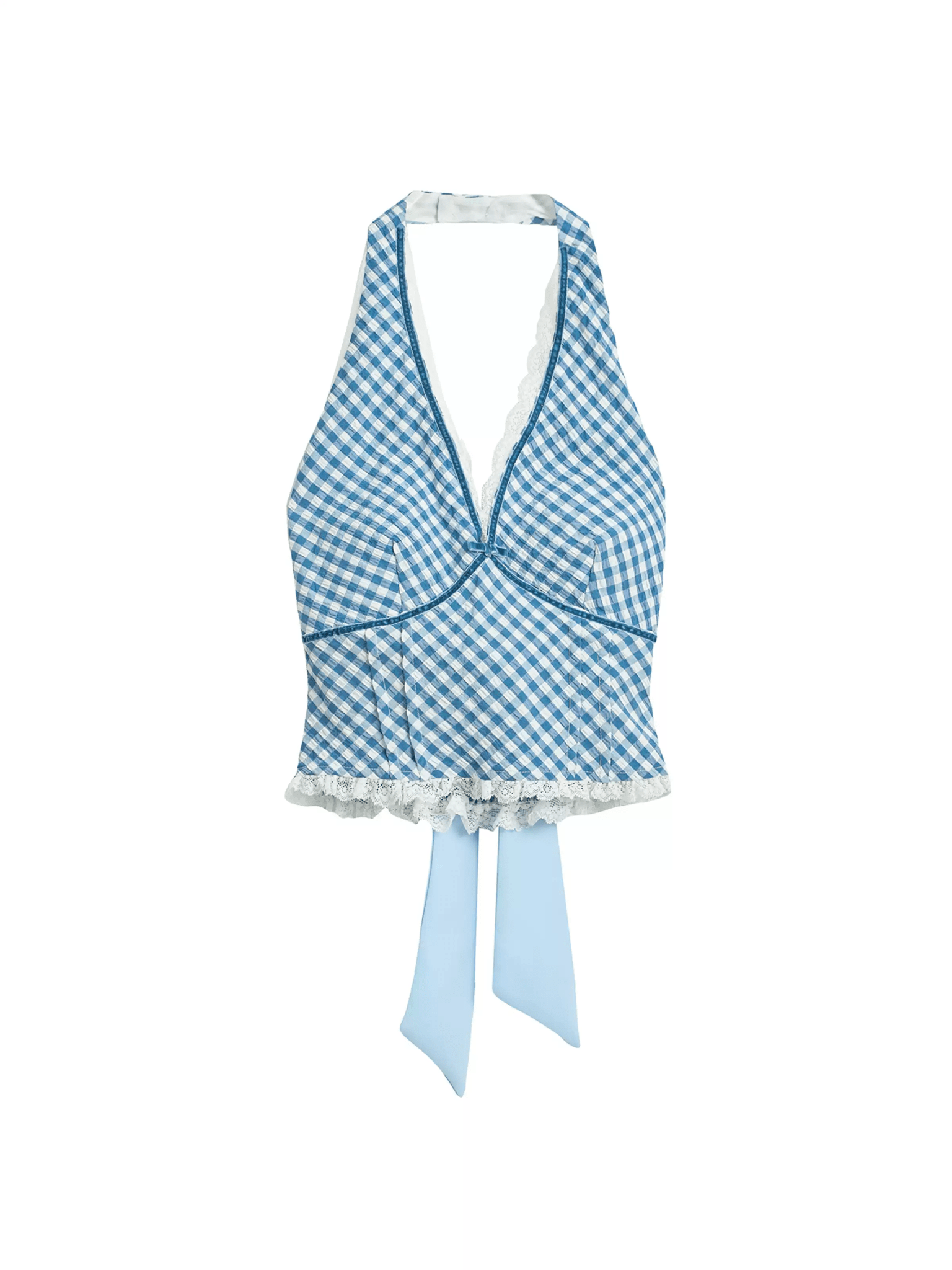 Gingham Lace Halter Crop Top - COPPING THREADS - CT Select