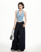 Gingham Lace Halter Crop Top - COPPING THREADS - CT Select