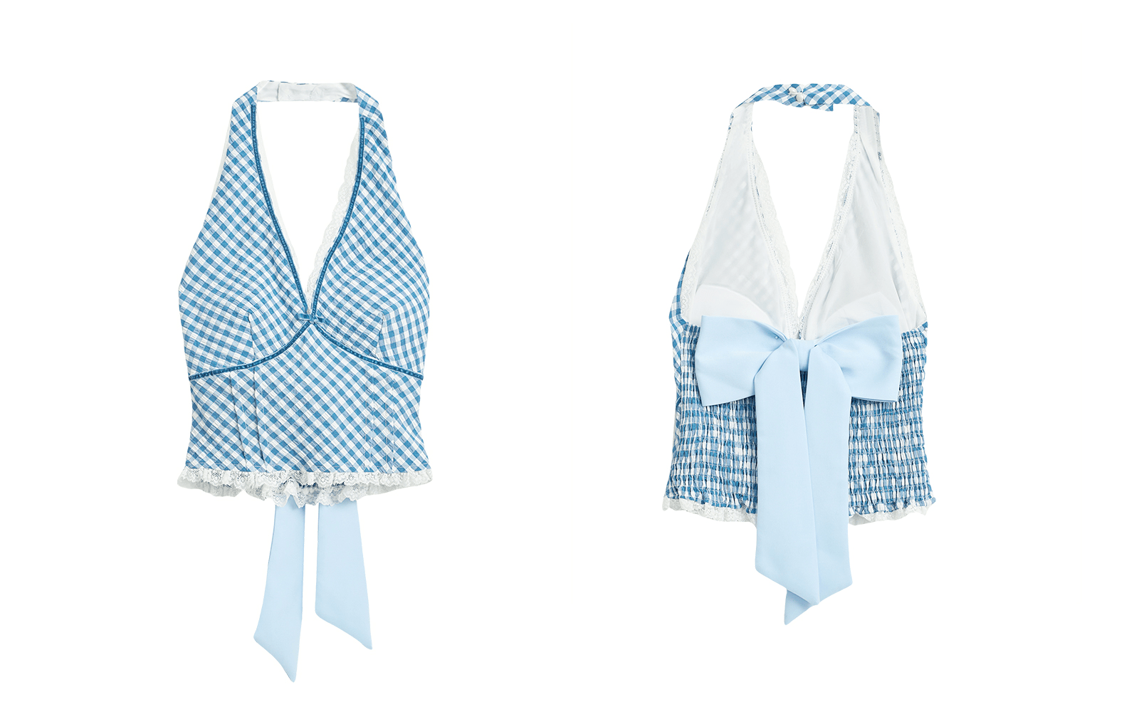 Gingham Lace Halter Crop Top - COPPING THREADS - CT Select