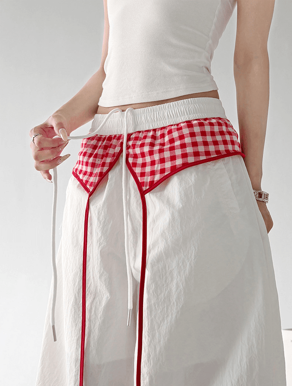 Gingham Layered Wide - Leg Parachute Pants - CT583 - COPPING THREADS - CT Select