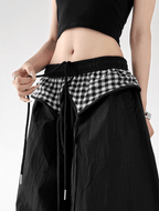 Gingham Layered Wide - Leg Parachute Pants - CT583 - COPPING THREADS - CT Select