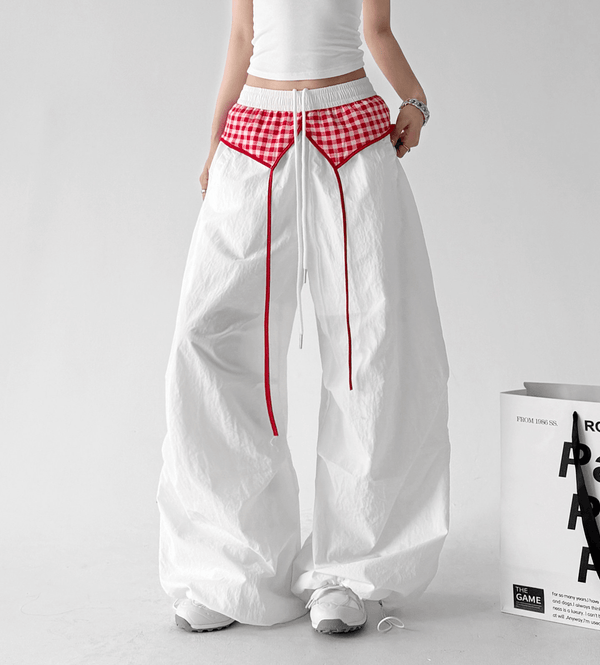 Gingham Layered Wide - Leg Parachute Pants - CT583 - COPPING THREADS - CT Select