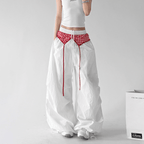 Gingham Layered Wide - Leg Parachute Pants - CT583 - COPPING THREADS - CT Select