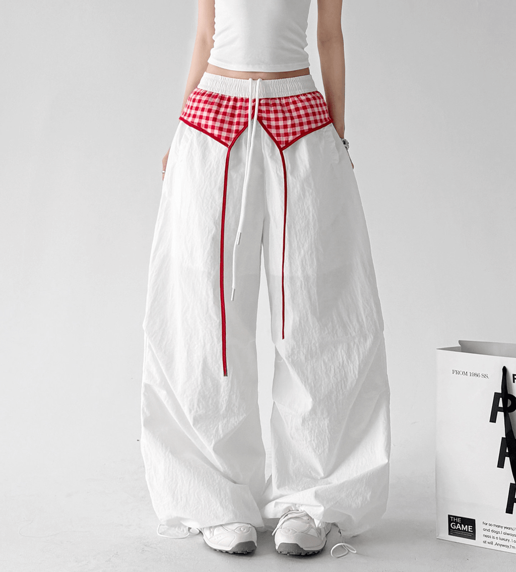 Gingham Layered Wide - Leg Parachute Pants - CT583 - COPPING THREADS - CT Select