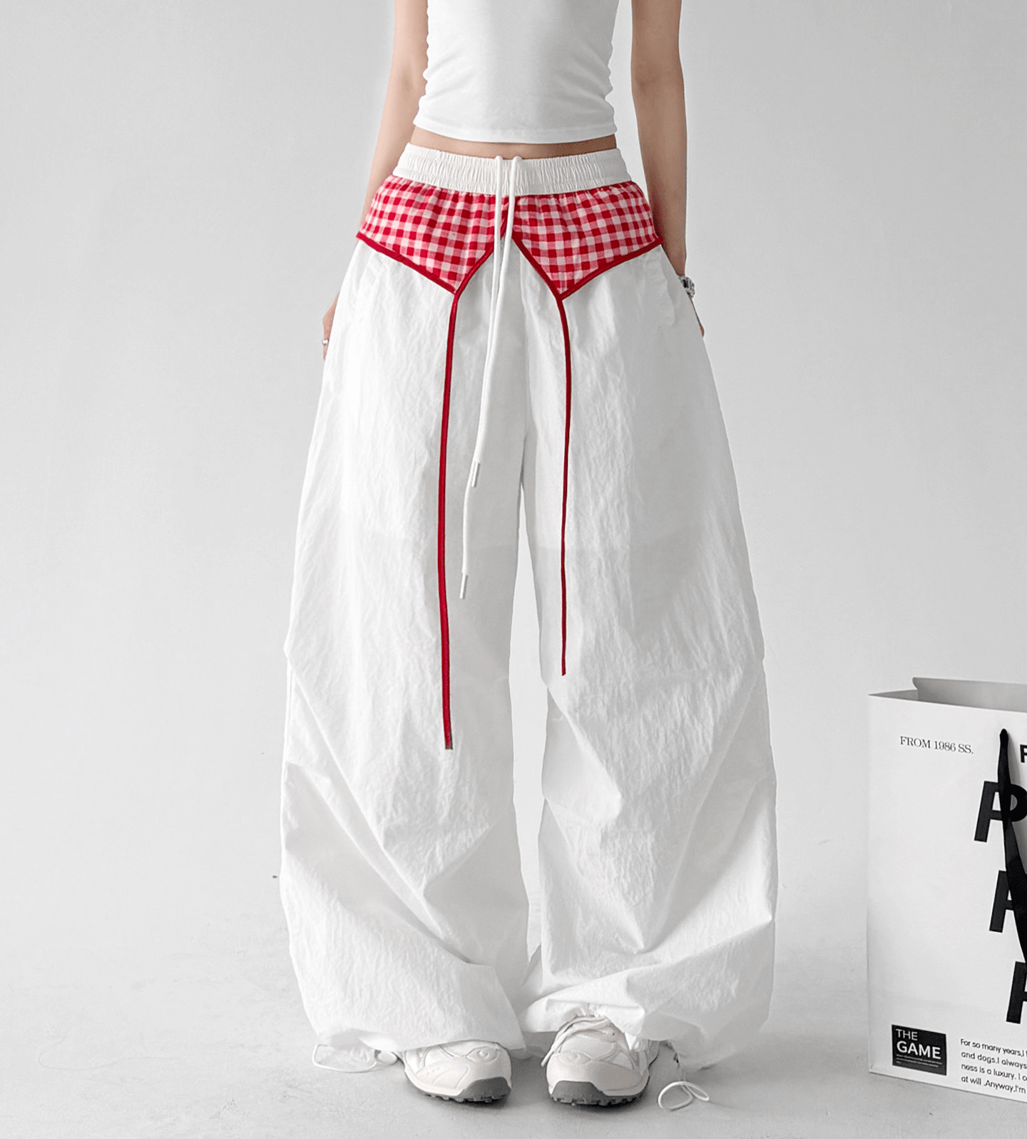 Gingham Layered Wide - Leg Parachute Pants - CT583 - COPPING THREADS - CT Select