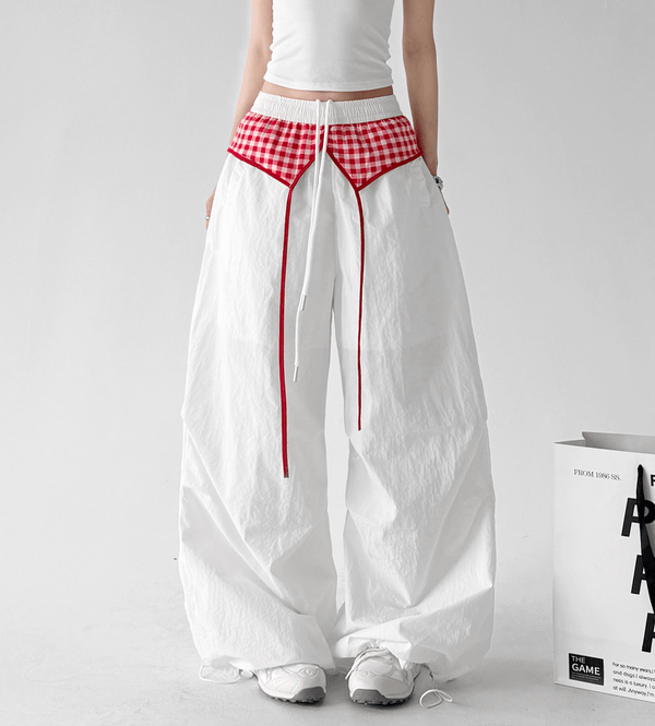 Gingham Layered Wide - Leg Parachute Pants - CT583 - COPPING THREADS - CT Select