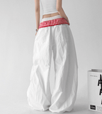 Gingham Layered Wide - Leg Parachute Pants - CT583 - COPPING THREADS - CT Select
