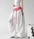 Gingham Layered Wide - Leg Parachute Pants - CT583 - COPPING THREADS - CT Select