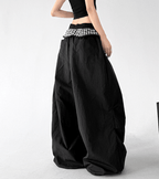 Gingham Layered Wide - Leg Parachute Pants - CT583 - COPPING THREADS - CT Select