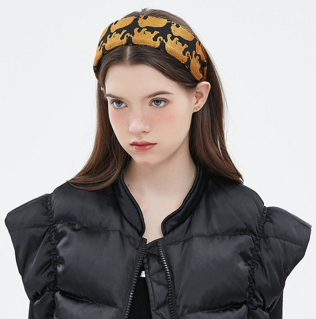 Golden Elephant Print Wide Headband - COPPING THREADS - COPPING THREADS Hover Image