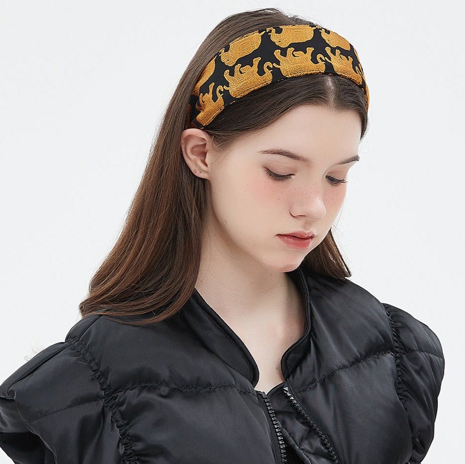 Golden Elephant Print Wide Headband - COPPING THREADS - COPPING THREADS