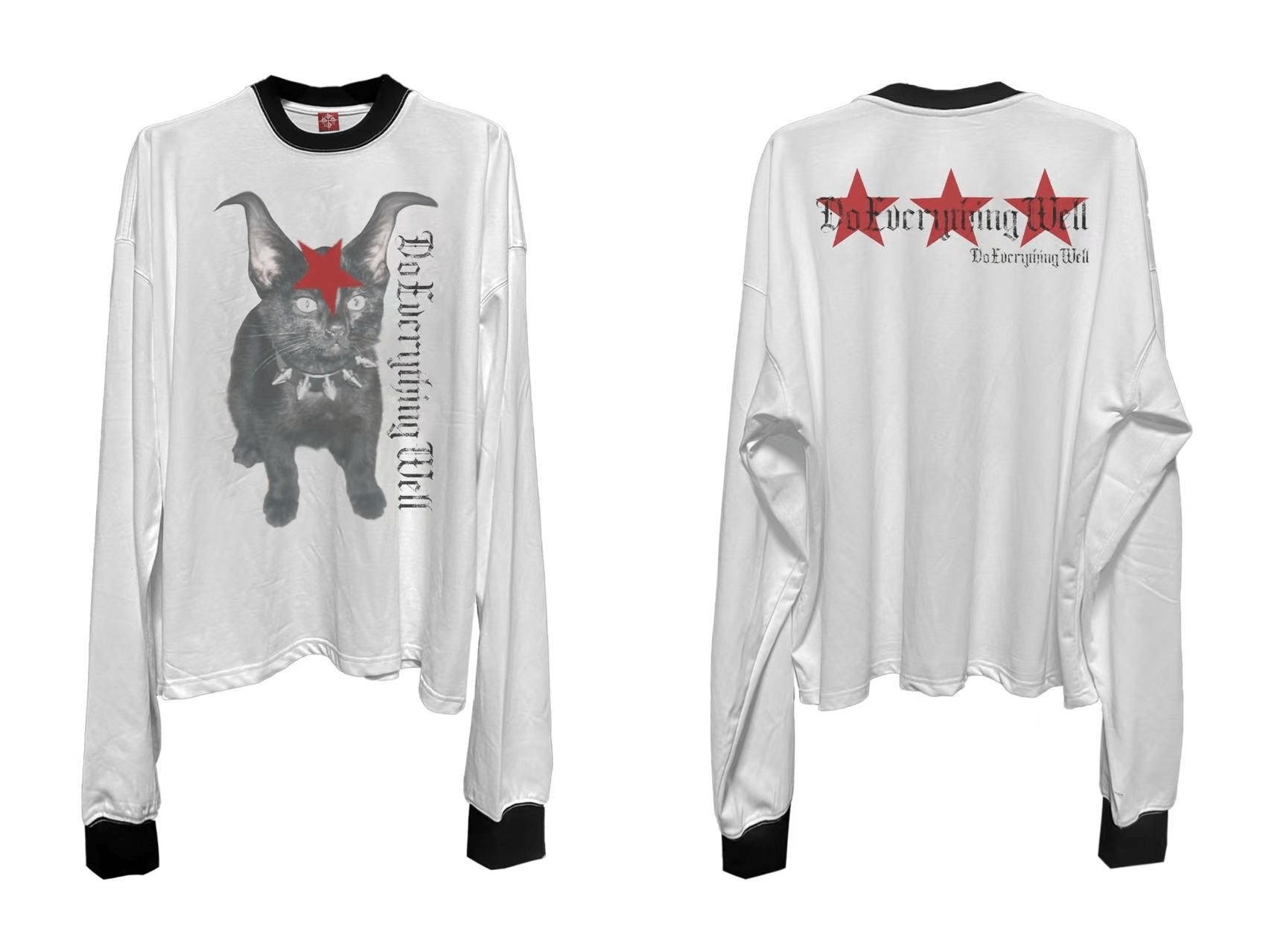 Gothic Cat Graphic Long Sleeve Tee - COPPING THREADS - DETW